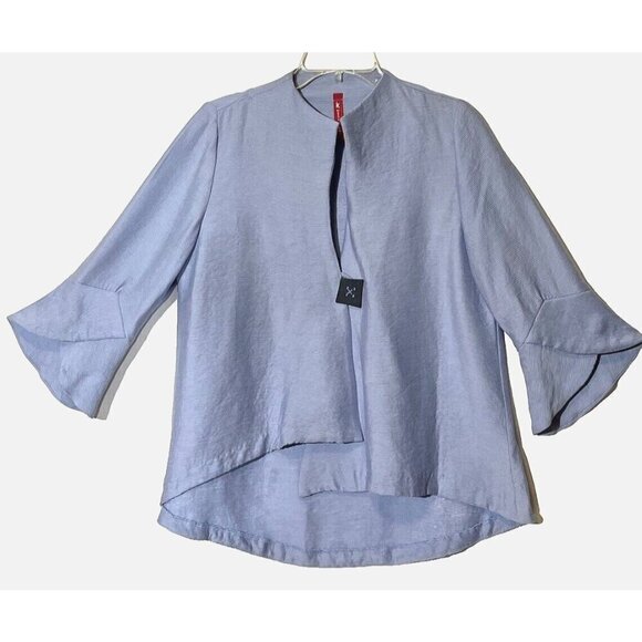 IC by Connie K Light Blue Asymmetrical Hem Single Button Jacket Blazer - Picture 1 of 5